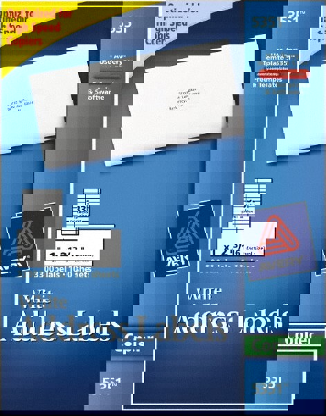 Copier Mailing Labels, Copiers, 1 X 2.81, White, 33/sheet, 100 Sheets/box